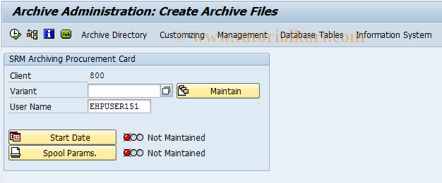 SAP TCode PCAR - Archive Procurement Card Statements
