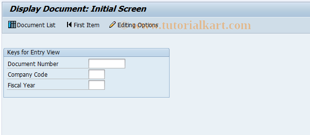 SAP TCode PCA_FB03 - Display FI Document with o Fiscal Year