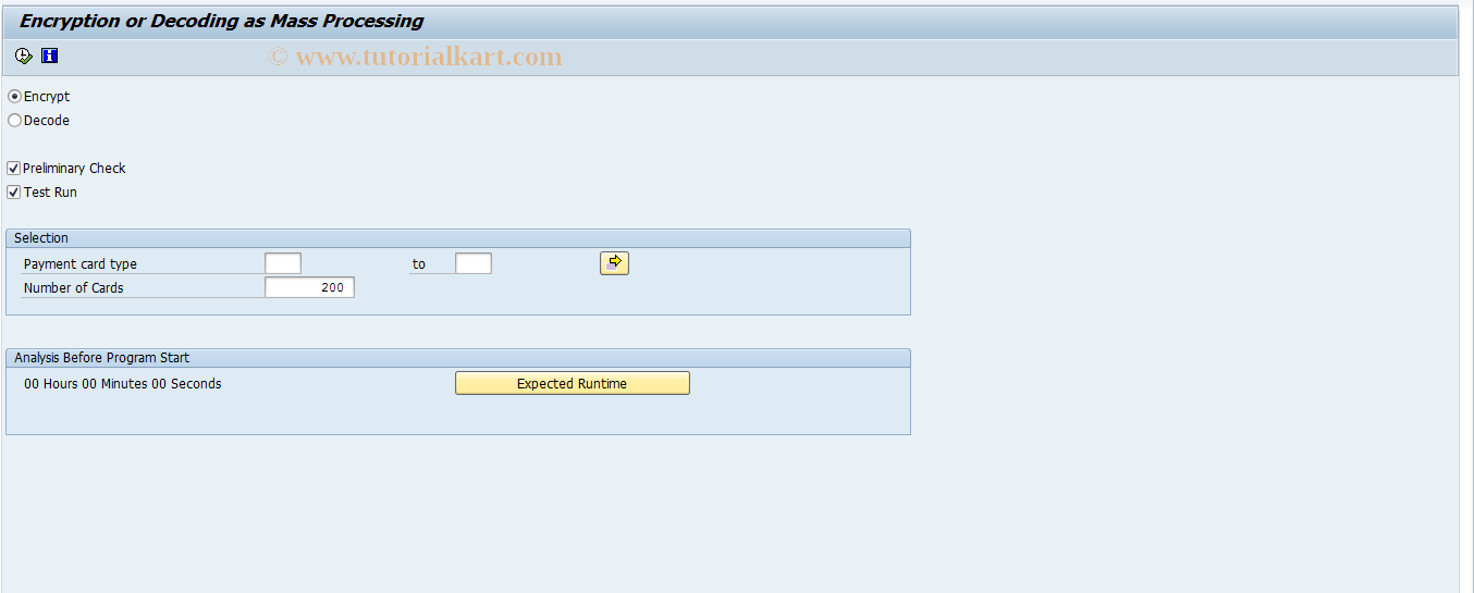 SAP TCode PCA_MC - Mass Encryption /Decryption