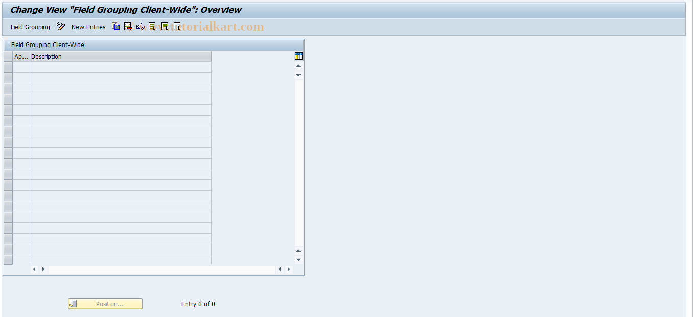 SAP TCode PCCV - Payment Card: Field Grouping