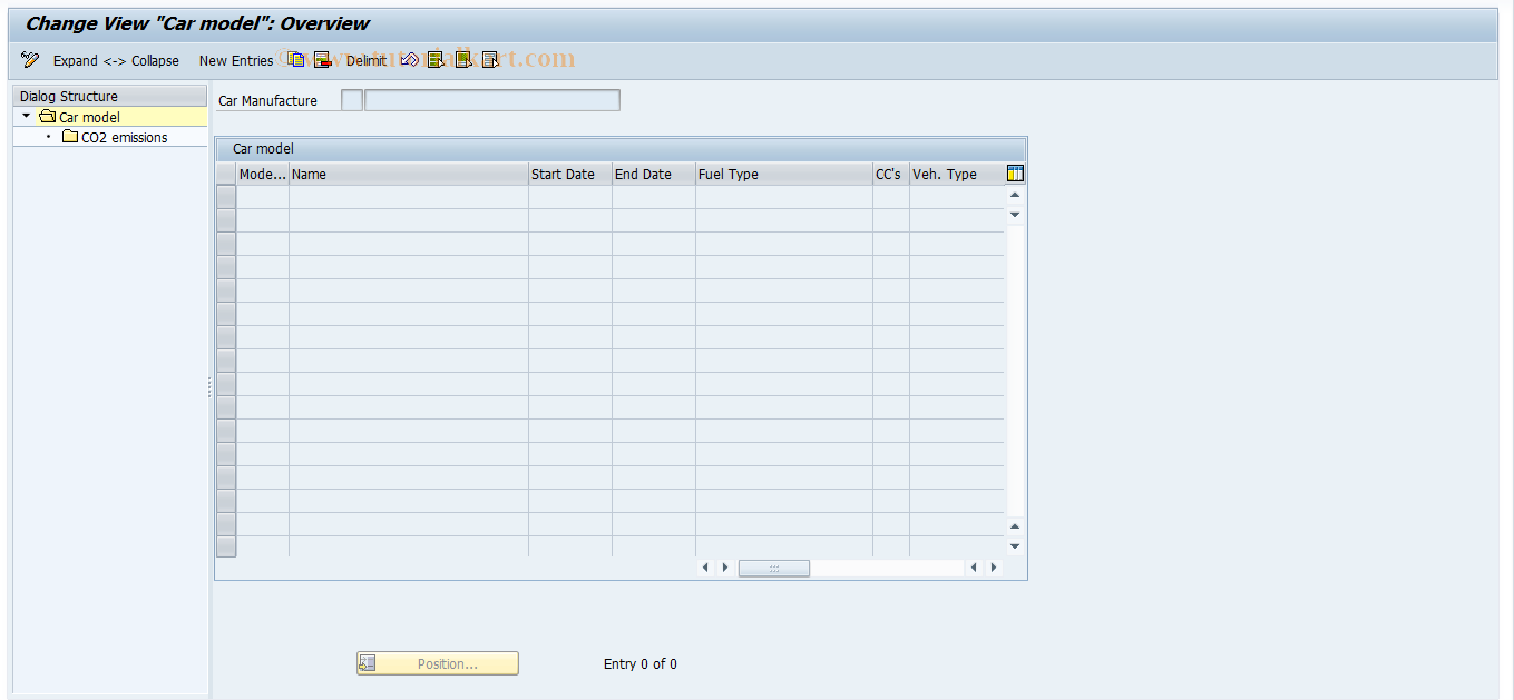 SAP TCode PCGC - Maintain Car Database