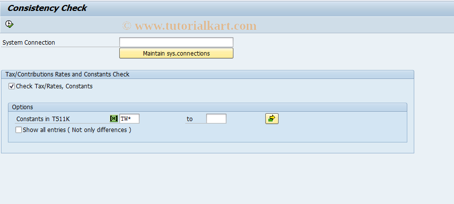 SAP TCode PCKC - Consistency Check Constants