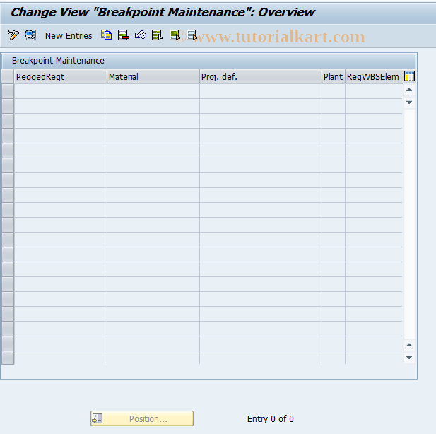 SAP TCode PEG03 - Breakpoint Maintenance
