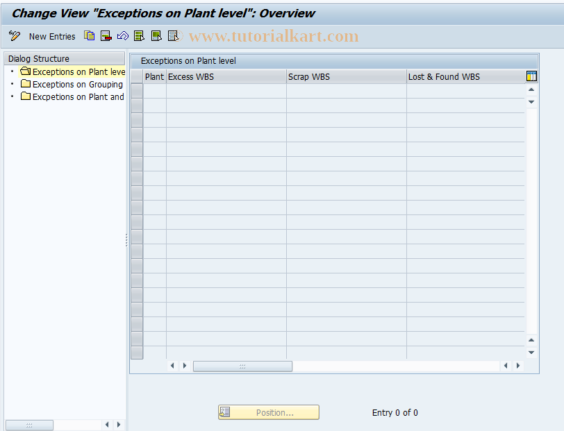 SAP TCode PEG04 - Assignment of Exceptions