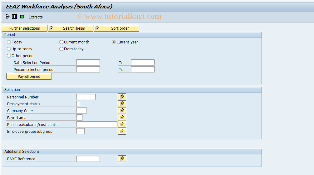 SAP TCode PEWA2 - EEA2 Workforce Analysis