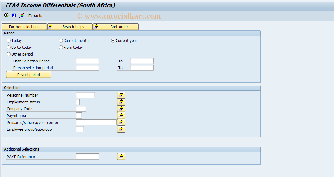 SAP TCode PEWA4 - EEA4 Income Differentials