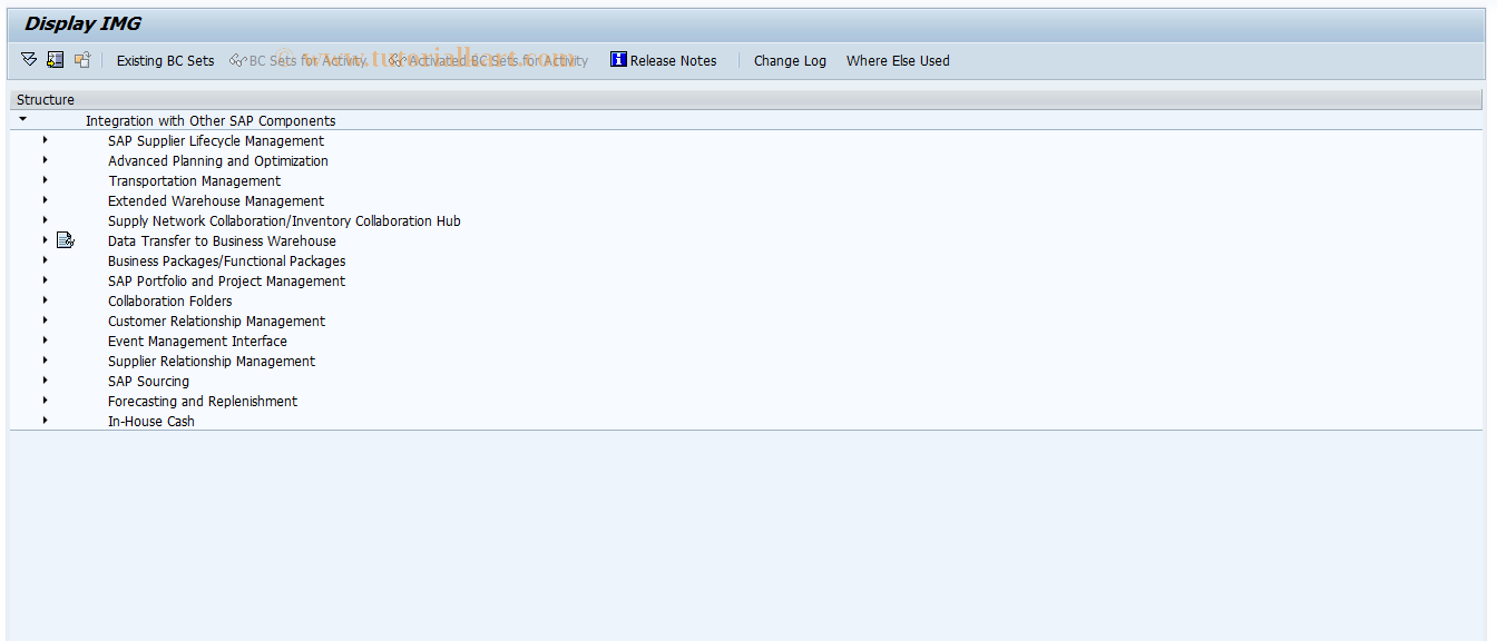 SAP TCode PIMG - Display R/3 Plug In IMG