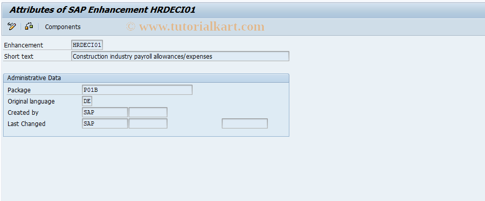 SAP TCode PIMG_HRDECI01 - SAP Enhancement for Expenses