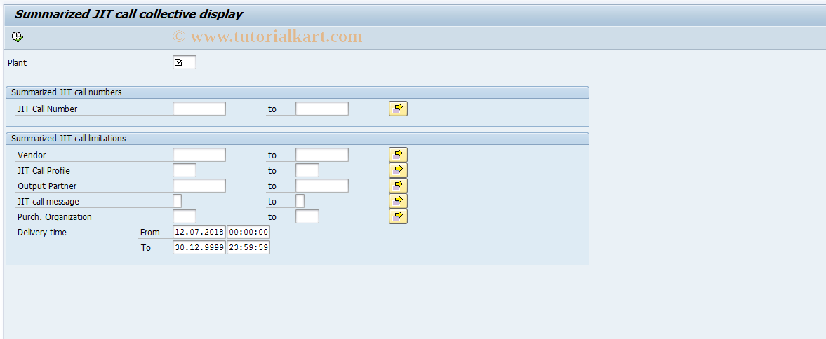 SAP TCode PJ04 - Display JIT Calls