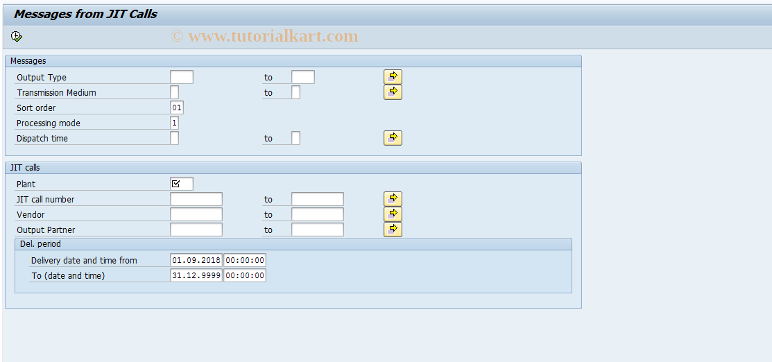 SAP TCode PJNA - Message Output