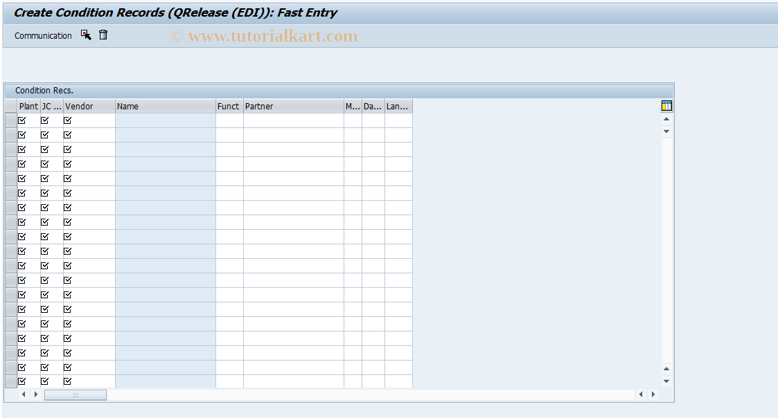 SAP TCode PJNK1 - Create Condition: JIT Call