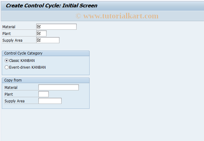 SAP TCode PK01 - Create Control Cycle