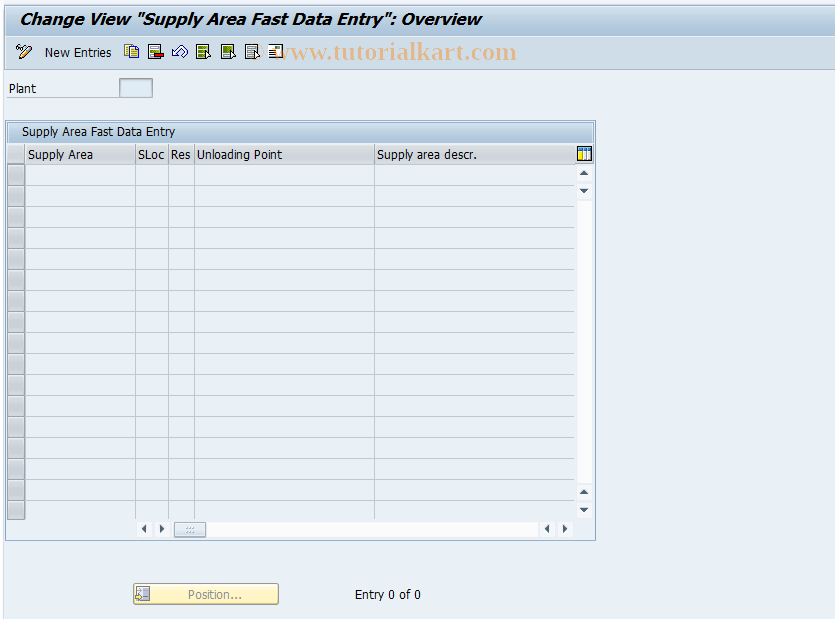 SAP TCode PK05S - Fast Entry Supply Area