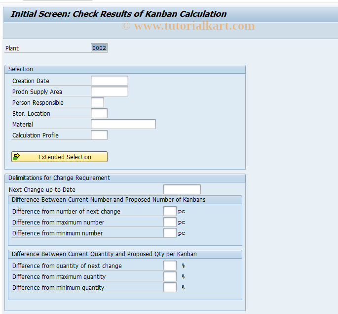 SAP TCode PK08N - Check Kanban Calculation Result