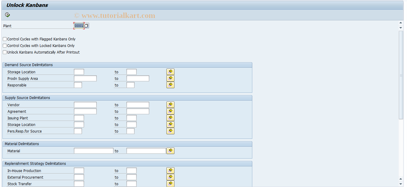 SAP TCode PK09 - Unlock Kanban