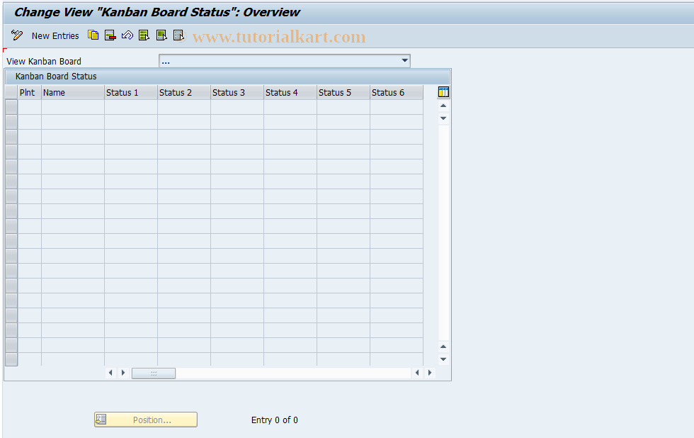 SAP TCode PK10 - Define Status of Kanban Board