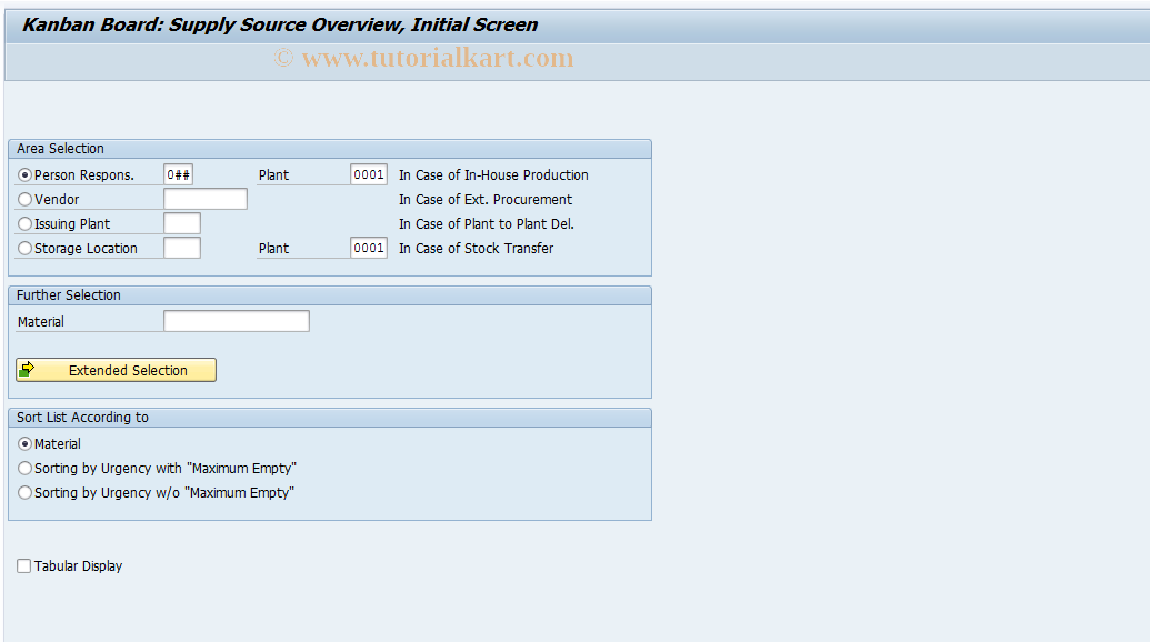 SAP TCode PK12 - Kanban Board: Supply Source View