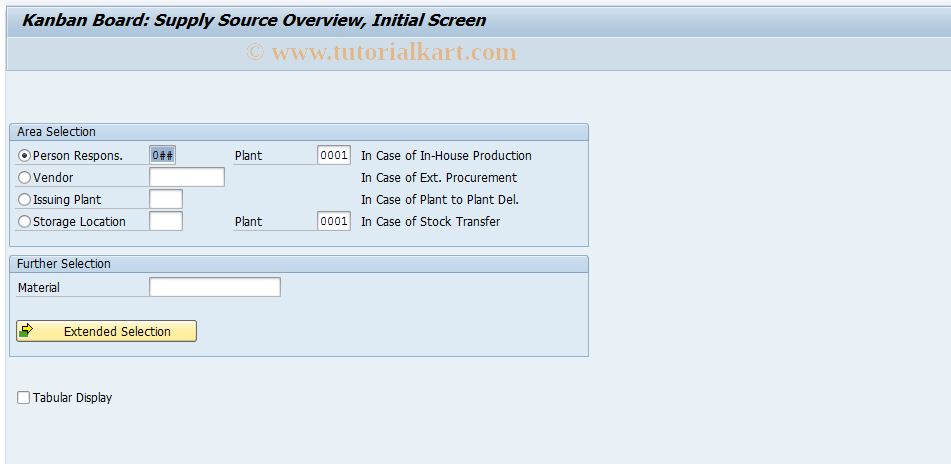 SAP TCode PK12N - Kanban Board: Supply Source View