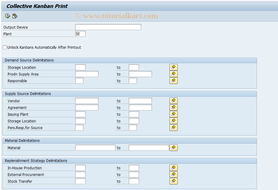 SAP TCode PK17 - Collective Kanban Print