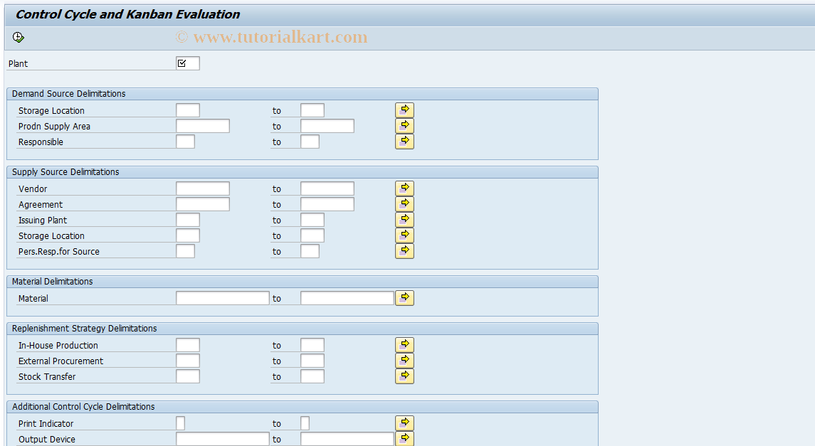 SAP TCode PK18 - Evaluation Control Cycle/Kanban