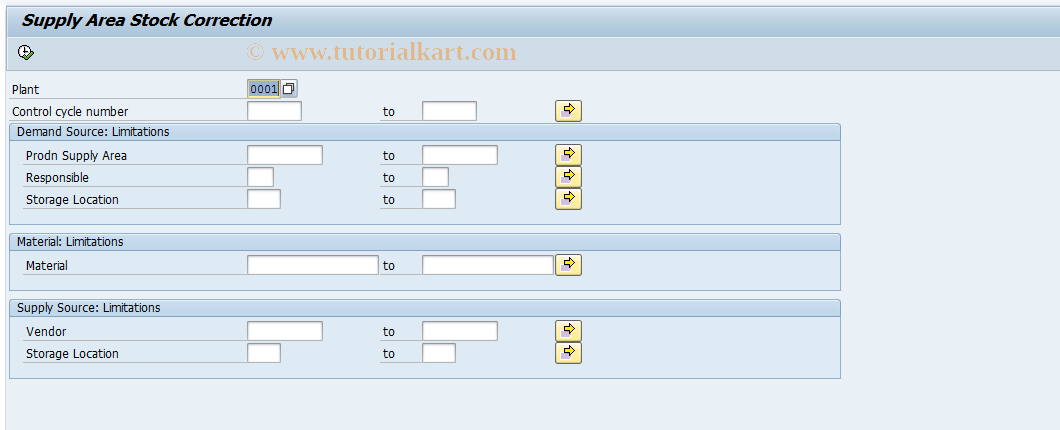 SAP TCode PK37 - Supply Area Stock Correction