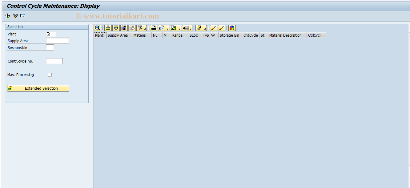 SAP TCode PKMC - Control Cycle Maintenance