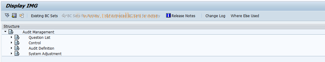 SAP TCode PLMC_AUDIT - Audit Management: Customizing