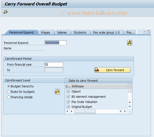 SAP TCode PMBF - Carry Forward Overall Budget