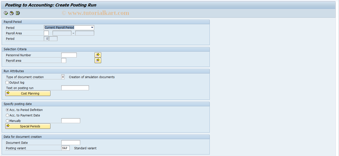 SAP TCode PMESIM - Manual Payroll Simulation