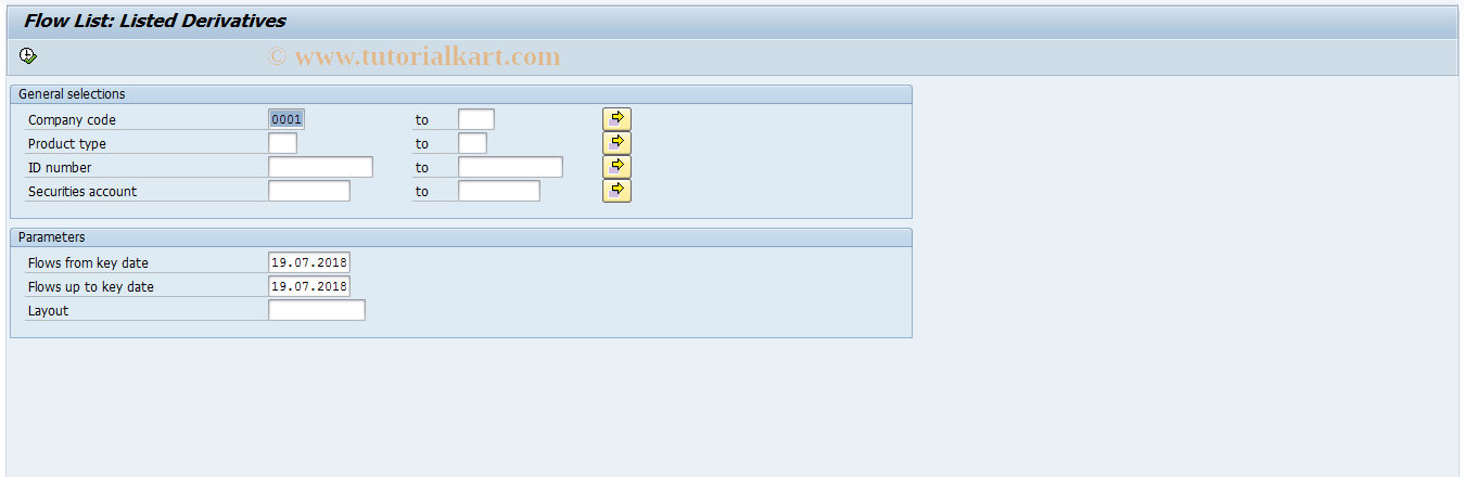 SAP TCode PMOF4 - Flow List: Listed Derivatives