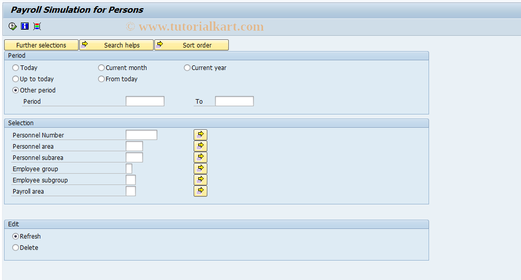 SAP TCode PMSI - Simulate Payroll Run