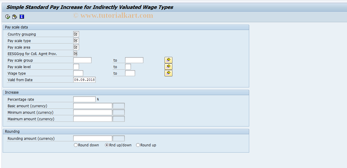 SAP TCode PNZ4 - Pay Scale Increase NewZealand