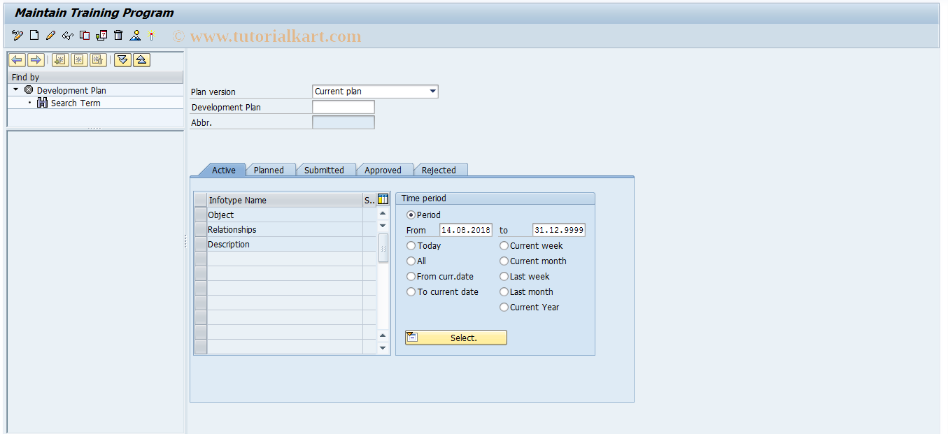 SAP TCode PO02 - Maintain Training Program