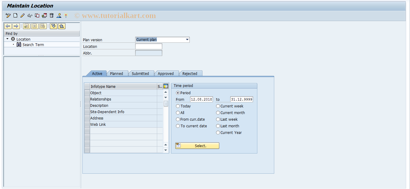 SAP TCode PO06 - Maintain Location