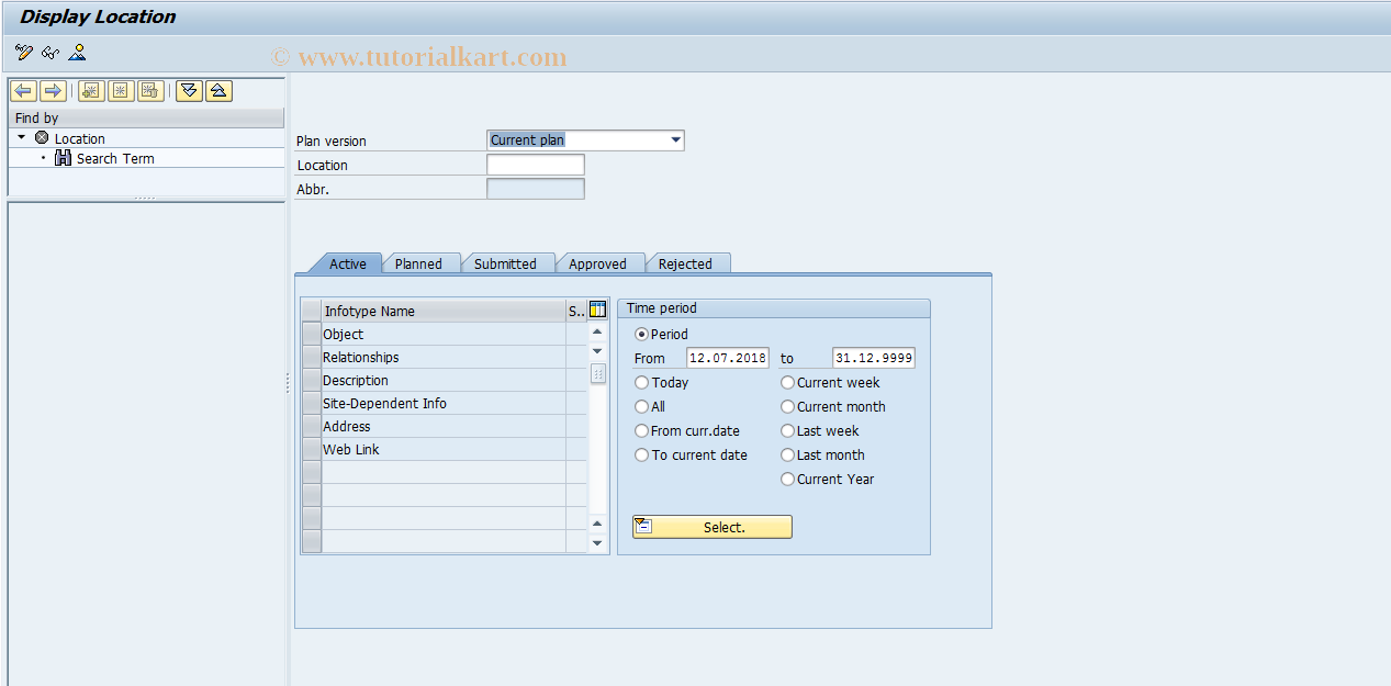 SAP TCode PO06D - Display Location