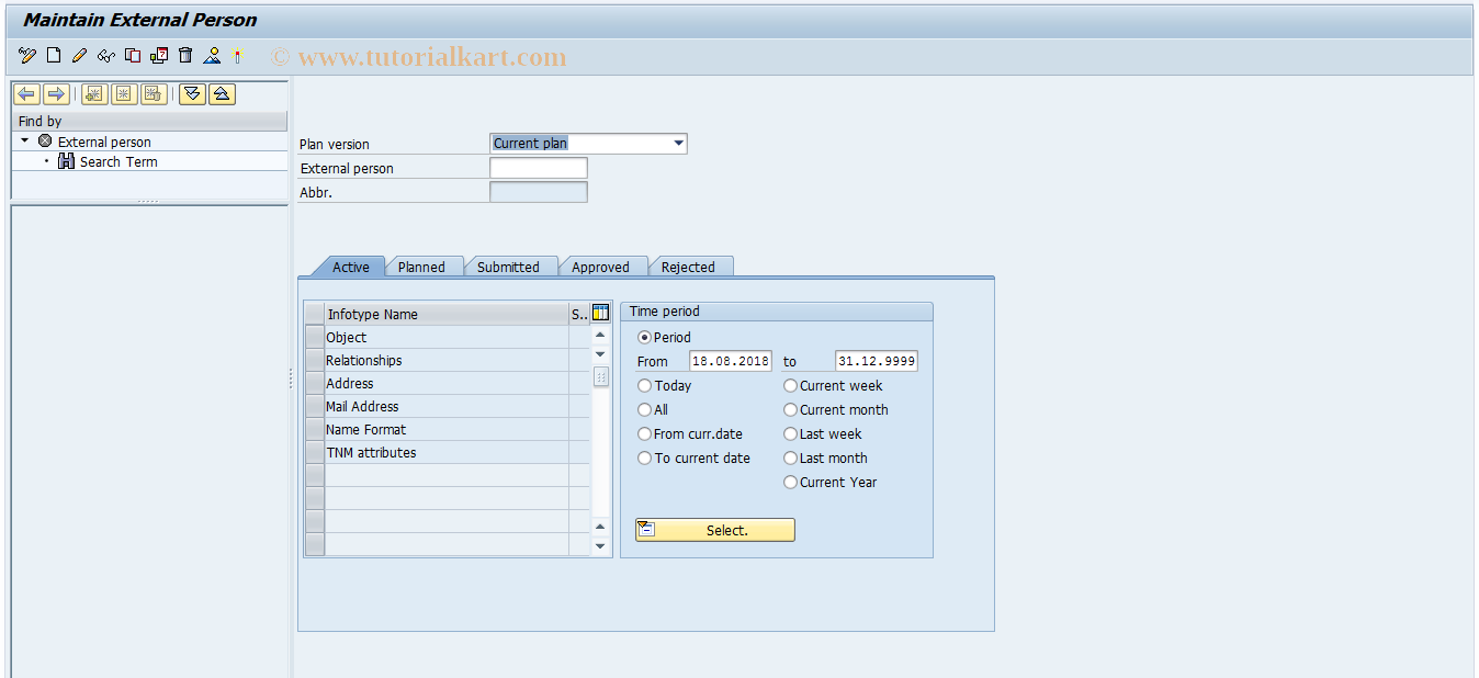 SAP TCode PO08 - Maintain External Person