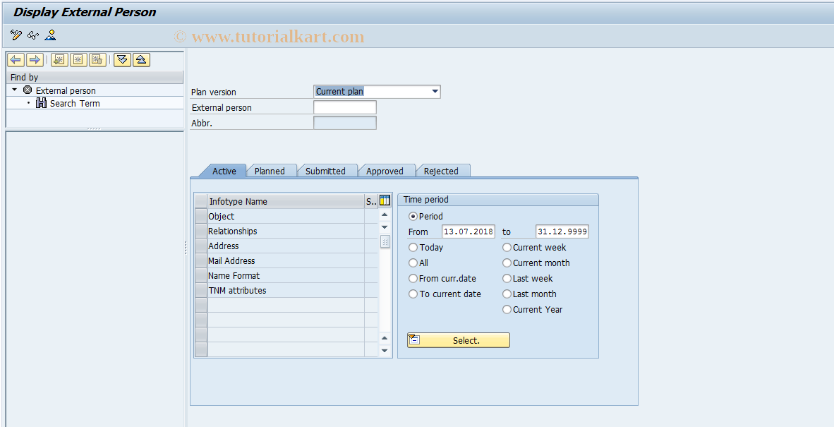 SAP TCode PO08D - Display External Person