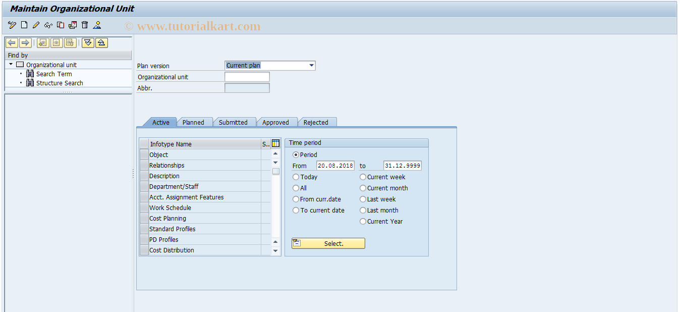 SAP TCode PO10 - Maintain Organizational Unit