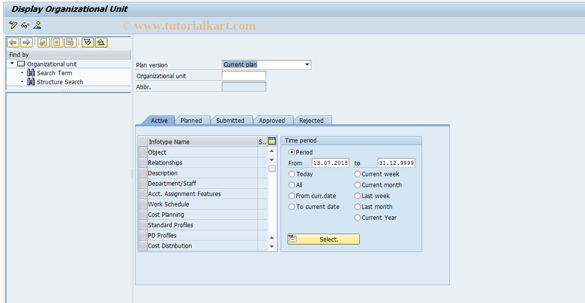 SAP TCode PO10D - Display Organizational Unit