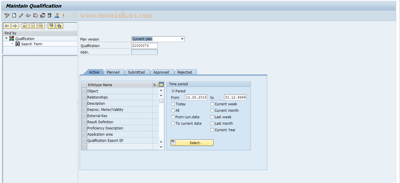 SAP TCode PO11 - Maintain Qualification