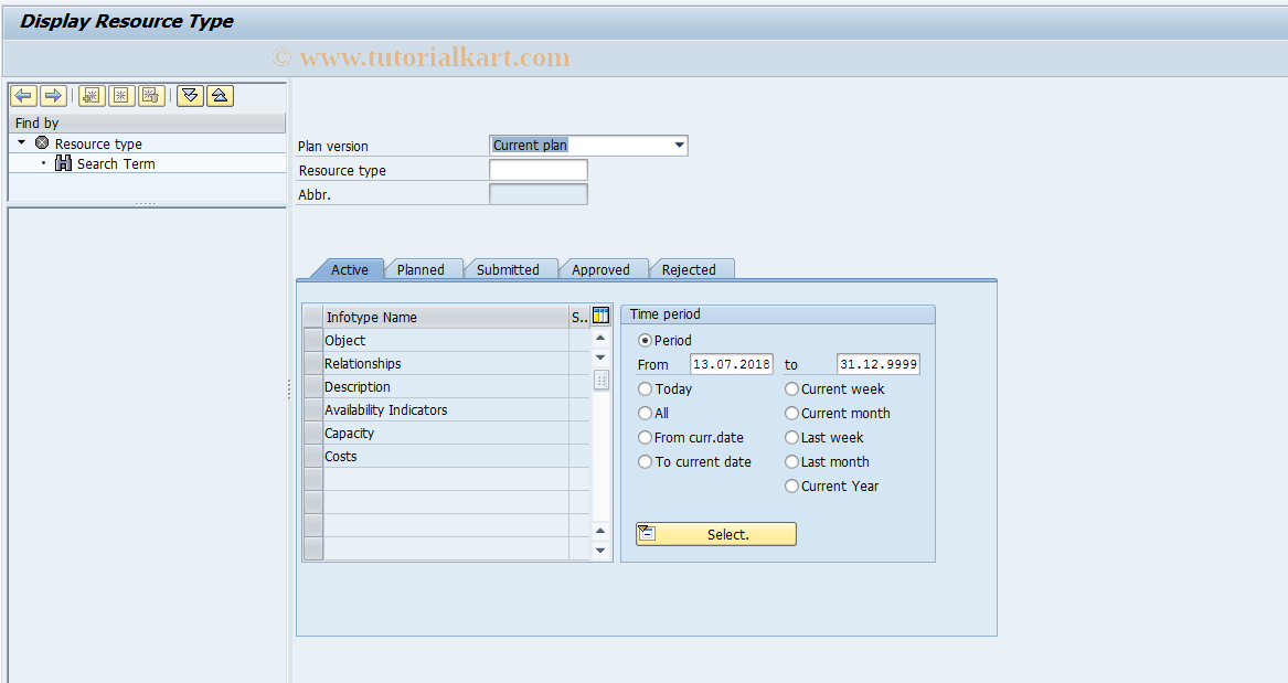 SAP TCode PO12D - Display Resource Type