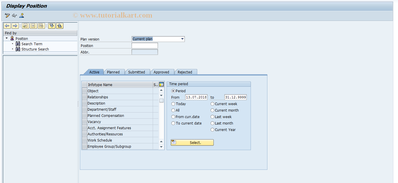 SAP TCode PO13D - Display Position