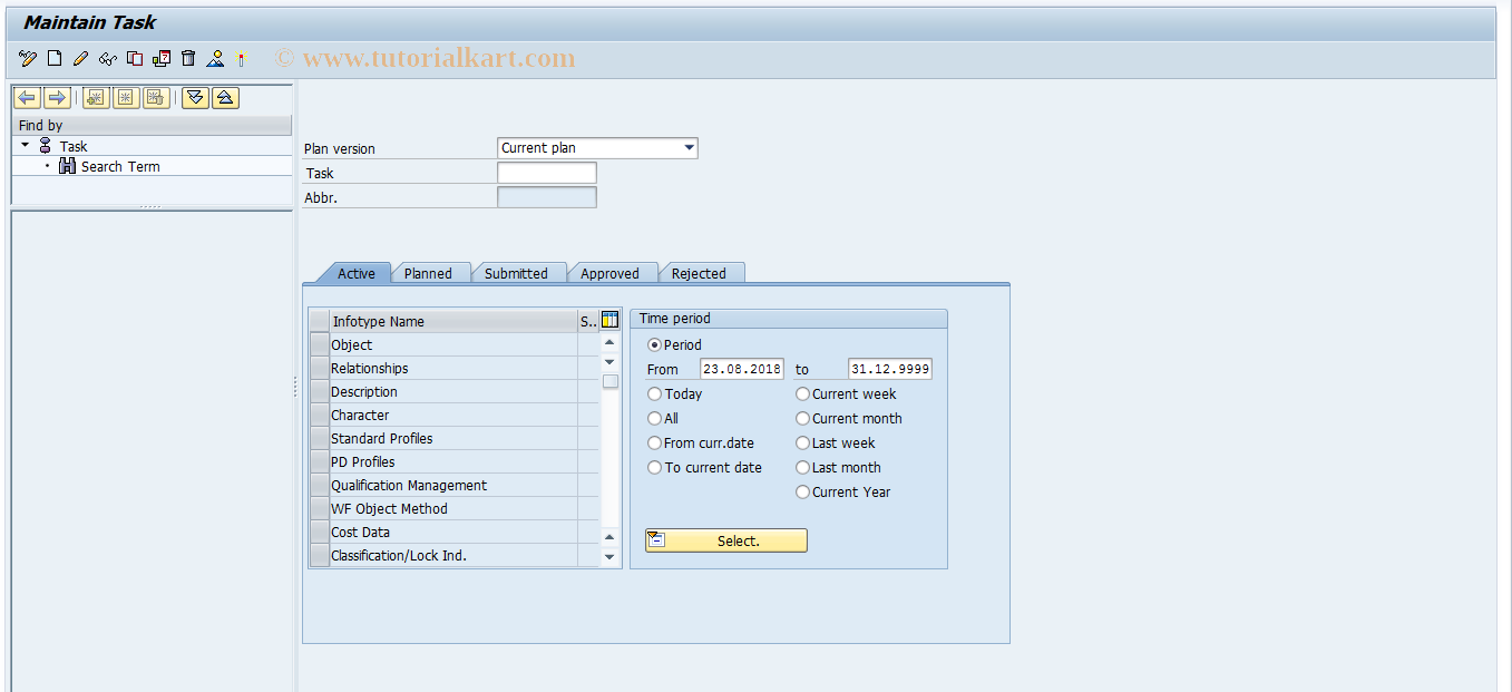 SAP TCode PO14 - Maintain Task