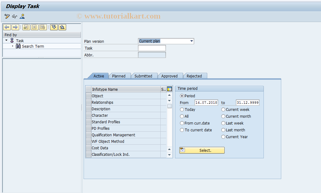 SAP TCode PO14D - Display Task