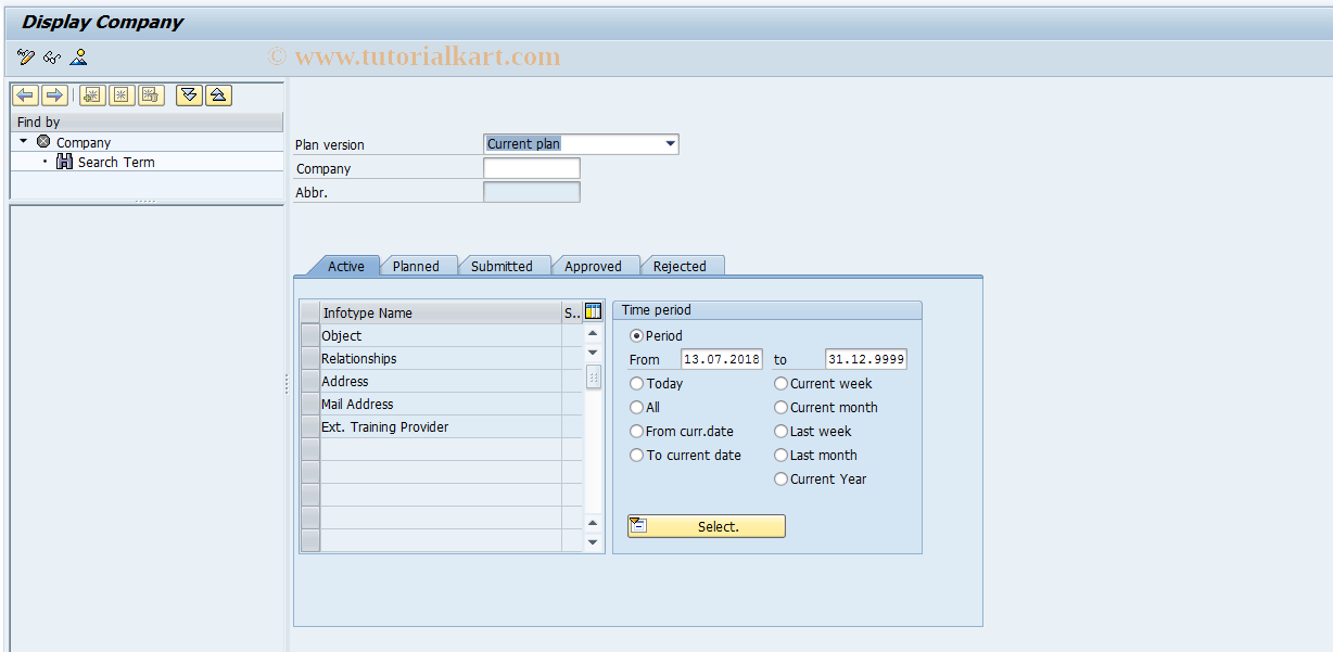 SAP TCode PO15D - Display Company