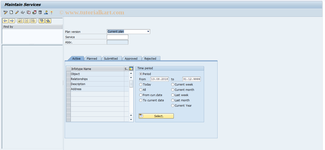 SAP TCode PO16 - Maintain Services