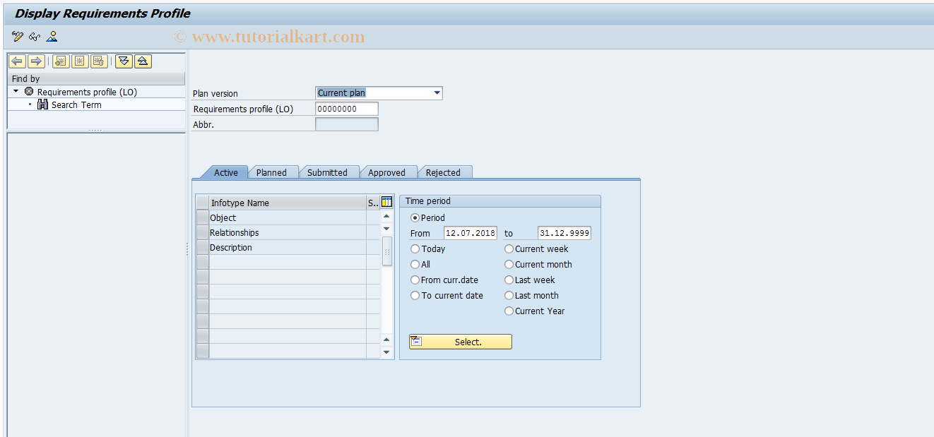 SAP TCode PO17D - Display Requirements Profile