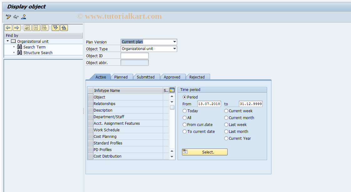 SAP TCode PP01_DISP - Display Plan Data (Menu Guided)