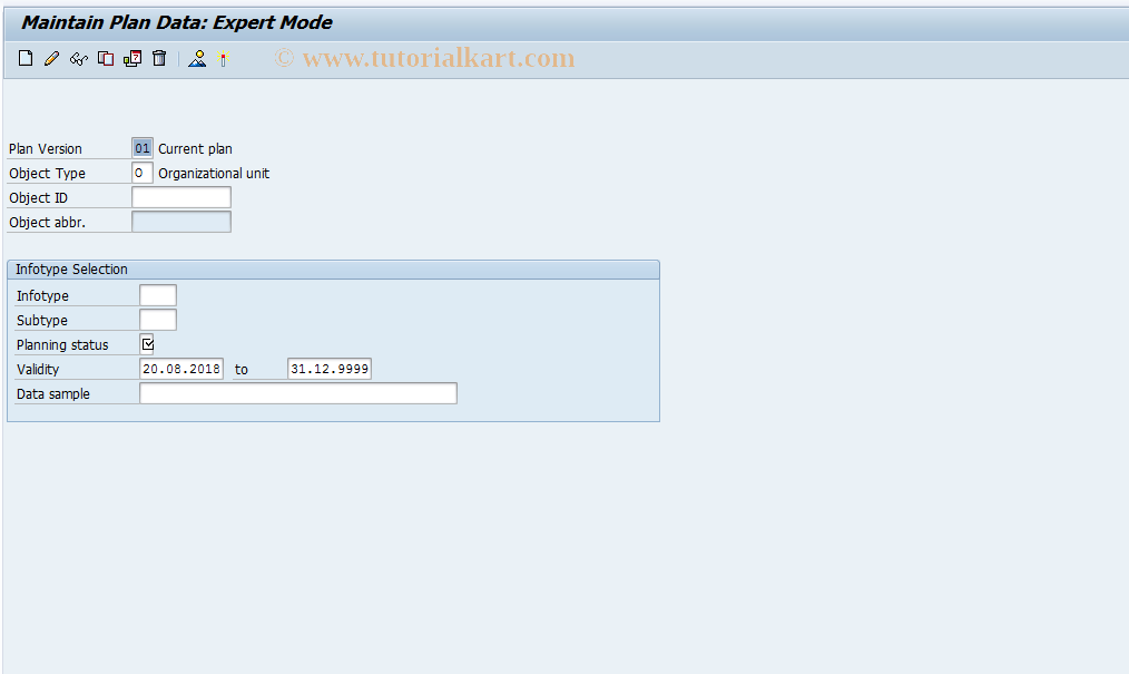 SAP TCode PP02 - Maintain Plan Data (Open)