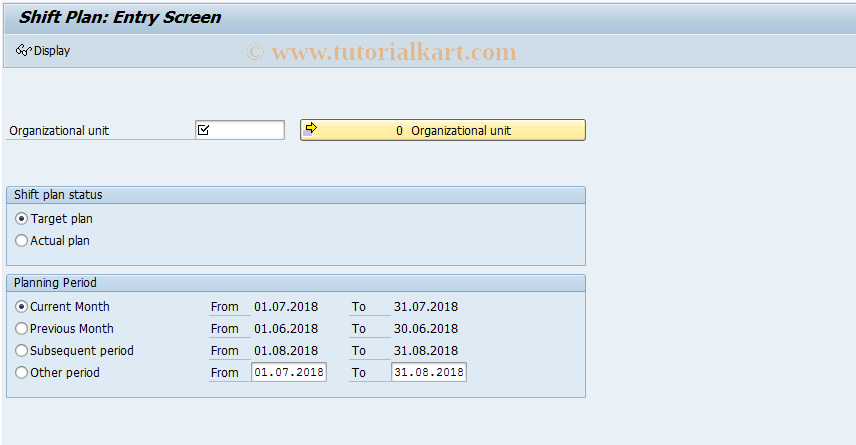 SAP TCode PP60 - Display Shift Planning